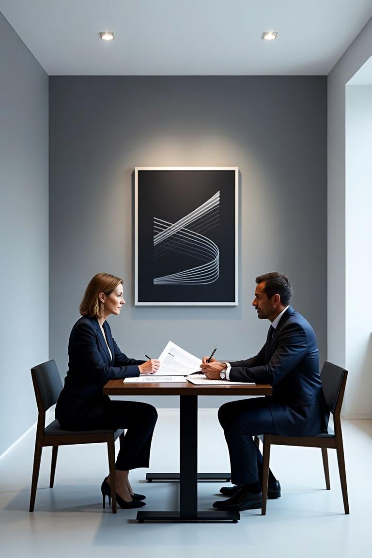 Two professionals in a working meeting
