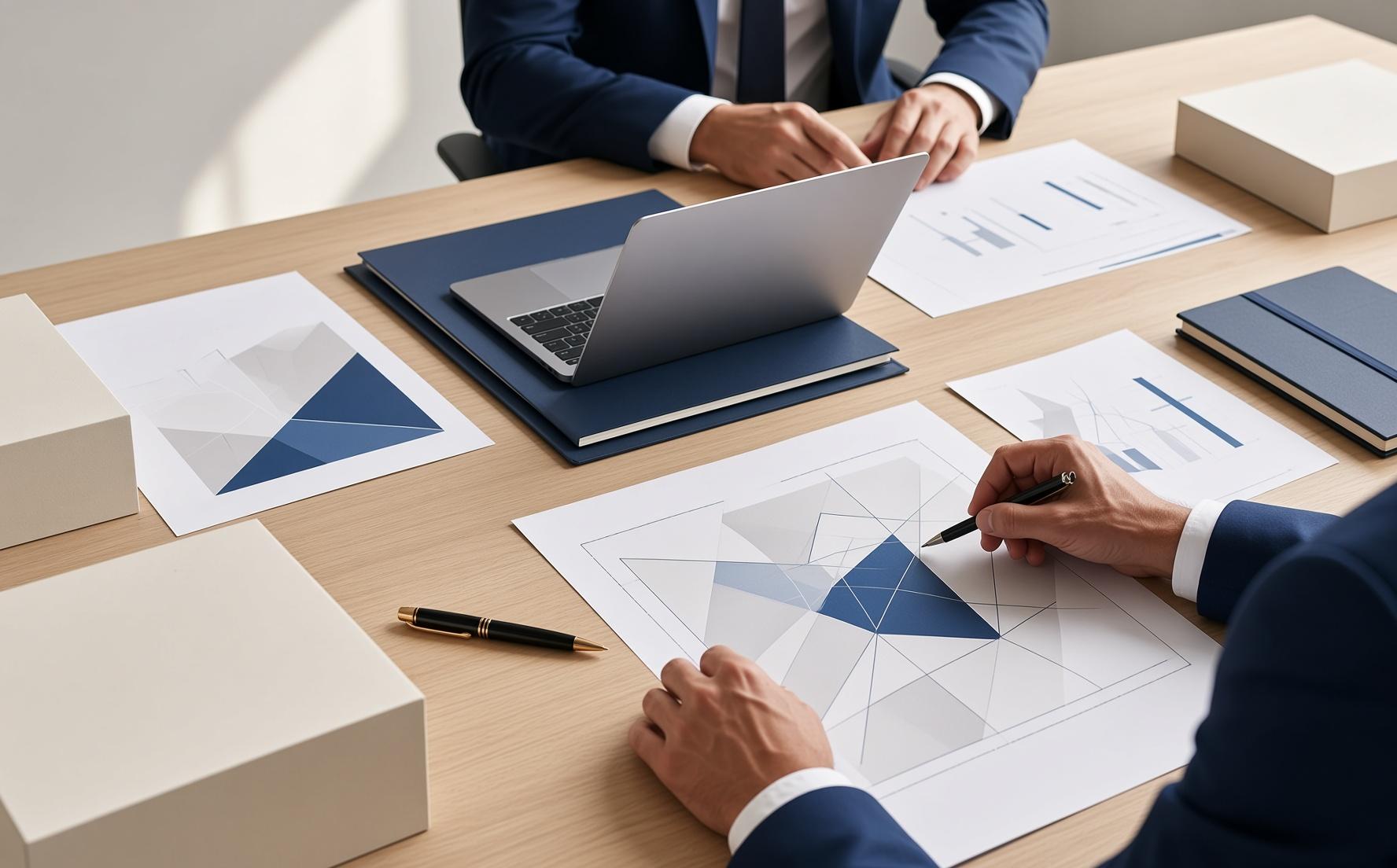 Professionals reviewing market materials